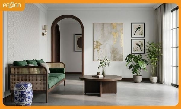 Vị trí đặt bàn trà Indochine hợp lý trong phòng khách