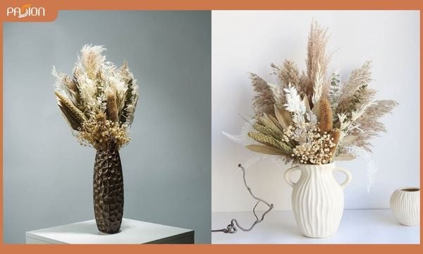 Giải pháp decor bàn gỗ với bình hoa gốm