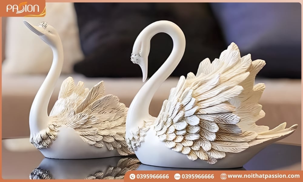 Cách bố trí tượng đôi thiên nga màu ngọc trai đẹp và chuẩn phong thủy