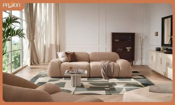 Ghế sofa Wabi Sabi dài phong cách gấu teddy tay thấp