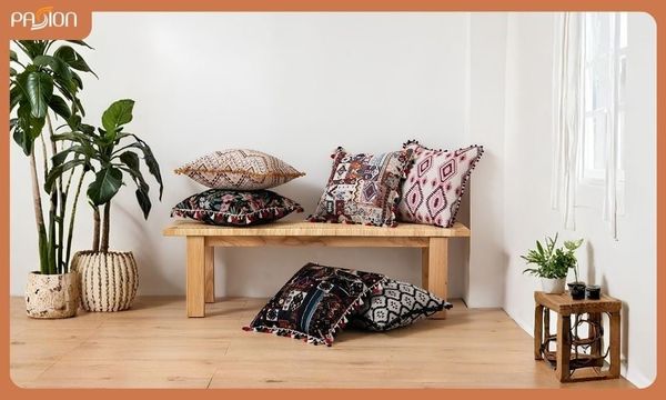Gối tựa boho cho không gian sống