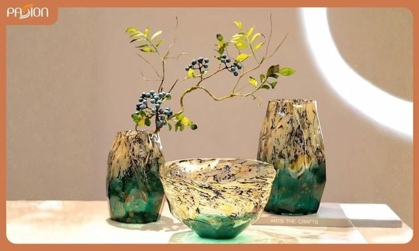 Bình hoa thủy tinh phối nhũ sang trọng