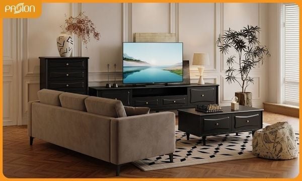 Kết hợp màu sắc tạo sự hài hòa khi phối kệ tủ tivi