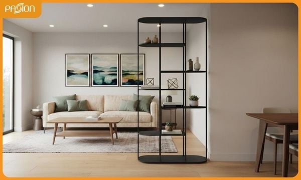 Kệ vách ngăn phòng khách phong cách tân cổ điển