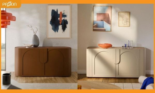 Tủ console 4 cánh cong thiết kế họa tiết vòm Solis