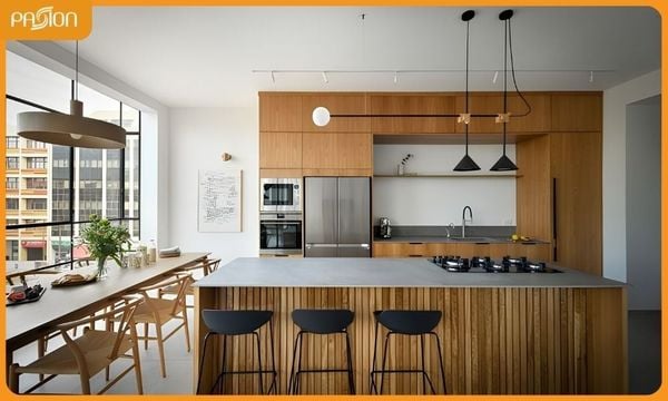 Phòng bếp và bàn ăn mang nội thất Japandi