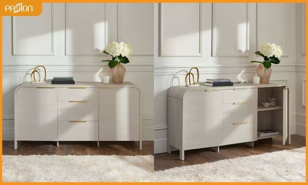 Tủ console  Aurora mặt gỗ bo tròn sang trọng
