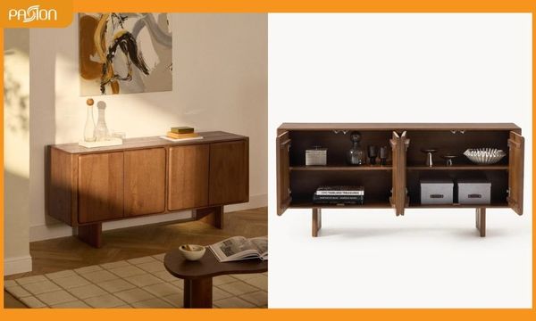 Tủ Console gỗ tần bì chân thấp Lema