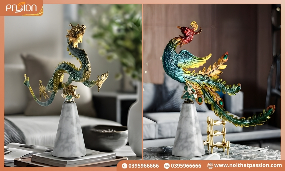 Tượng Đồng Trang Trí Hình Rồng Phượng Cao Cấp
