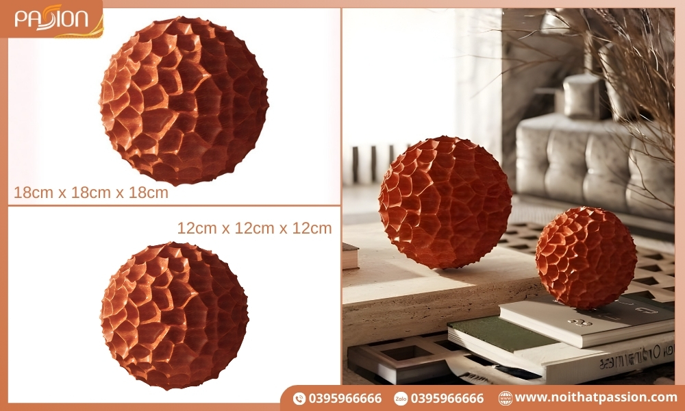 Tượng Tròn Decor Hình Tổ Ong Màu Cam Hiện Đại