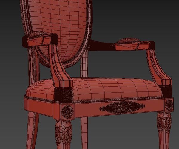 Bản vẽ 3D ghế ăn cổ điển có tay Malmaison