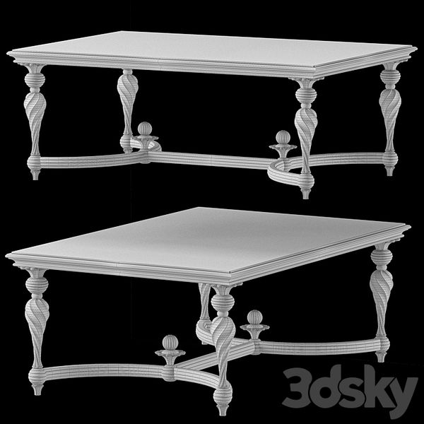 Bàn trà cổ điển chữ nhật mặt kính roberto giovannini