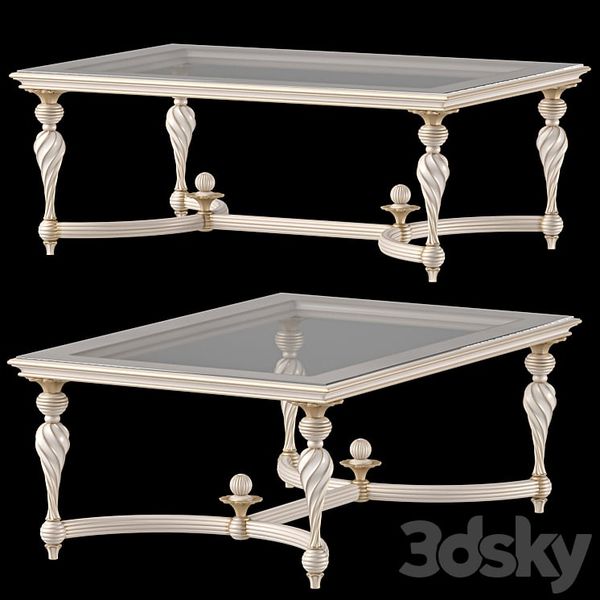 Bàn trà cổ điển chữ nhật mặt kính roberto giovannini