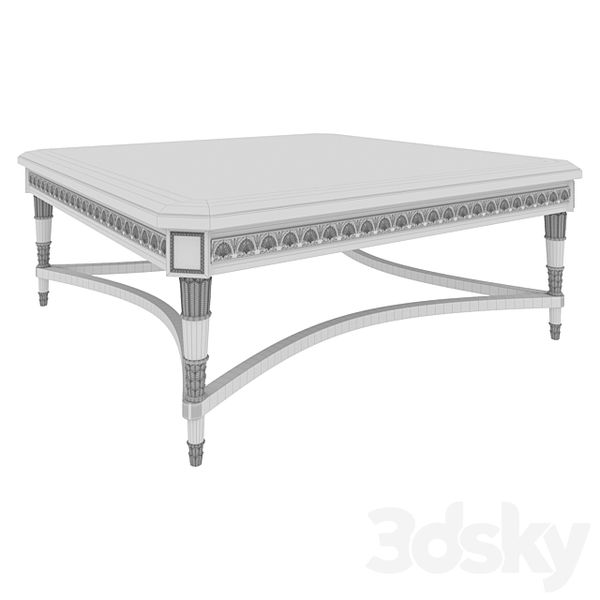 Bản vẽ 3D bàn trà cổ điển vuông Imperial