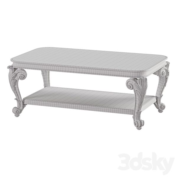 Bản vẽ 3D Bàn trà cổ điển Louis Luxury