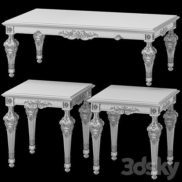Bàn trà góc cổ điển Louis XIV Tavolino