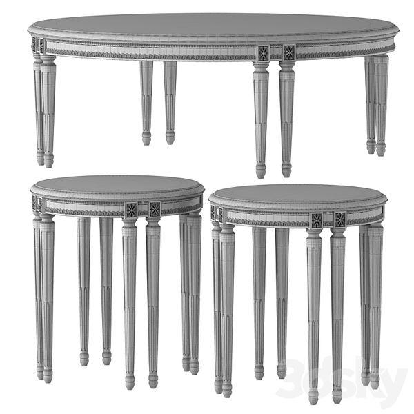 Bàn trà cổ điển oval Louis XVI Chairish