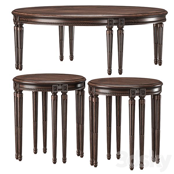 Bàn trà cổ điển oval Louis XVI Chairish