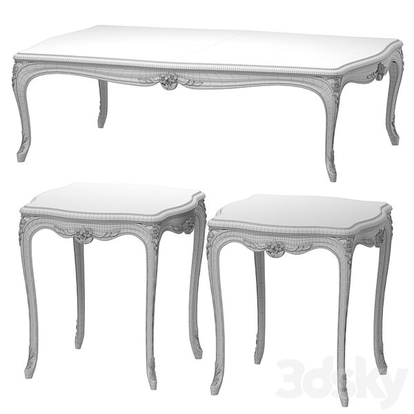 Bàn Trà góc Louis 15 Cổ Điển Chạm Hoa Văn Thủ Công