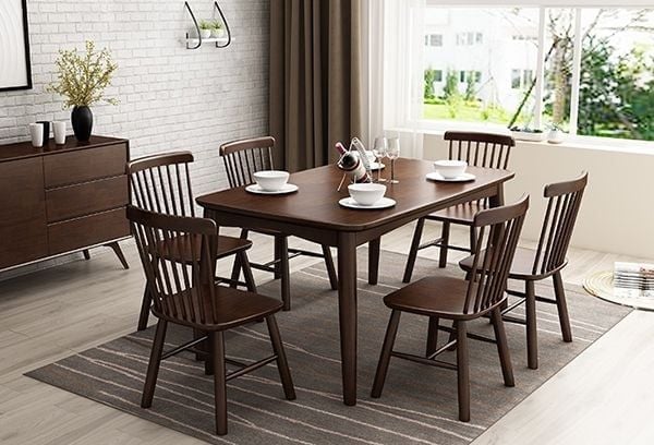 bộ bàn ăn chung cư hiện đại gỗ sồi