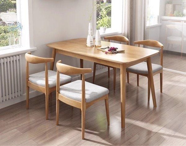 bộ bàn ăn chung cư hiện đại gỗ sồi