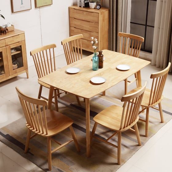 Bộ bàn ăn chung cư nhỏ gỗ sồi 4 ghế