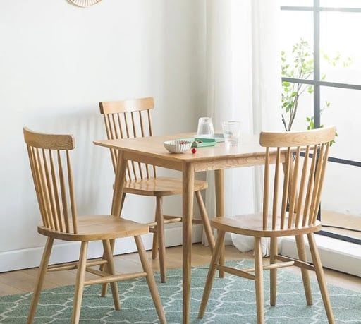 Bộ bàn ăn chung cư nhỏ gỗ sồi 4 ghế