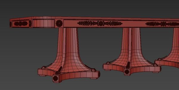 Bản vẽ 3D bàn ăn cổ điển chữ nhật Malmaison