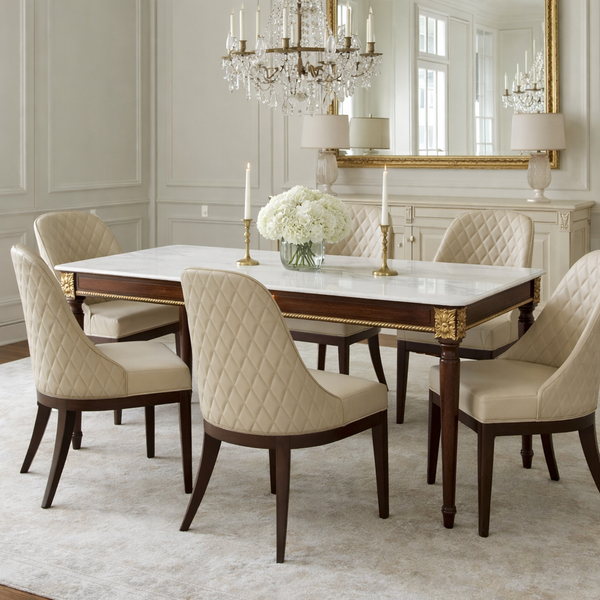 Ghế Diva kết hợp cùng bàn ăn tân cổ điển Louis XVI