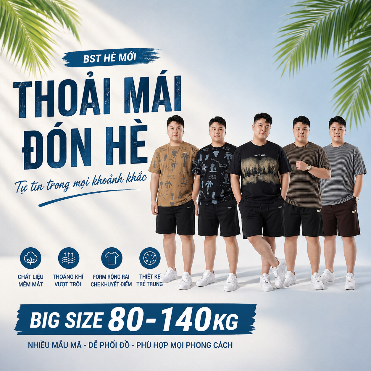 BST Hè 2026 AKYOO: Áo Thun, Short, Sơ Mi Big Size Nam