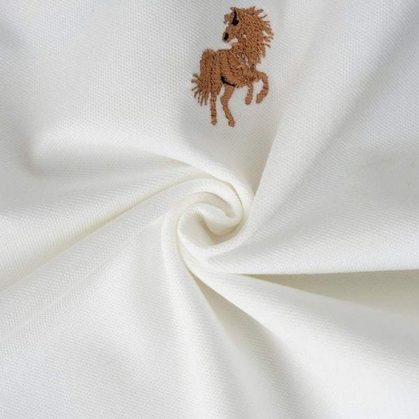 Chi tiết áo polo trắng trơn big size nam Akyoo