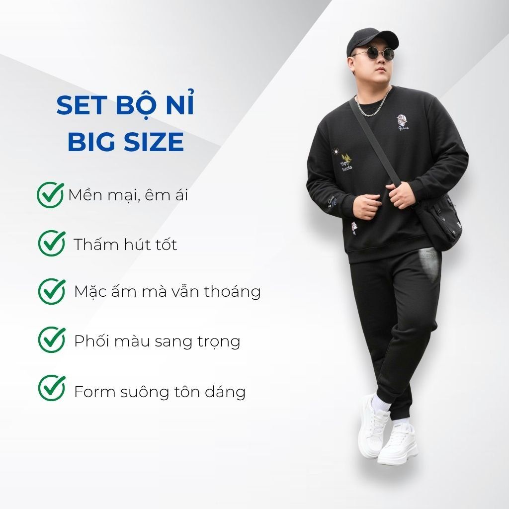 Mô tả set bộ nỉ thêu big size nam Akyoo