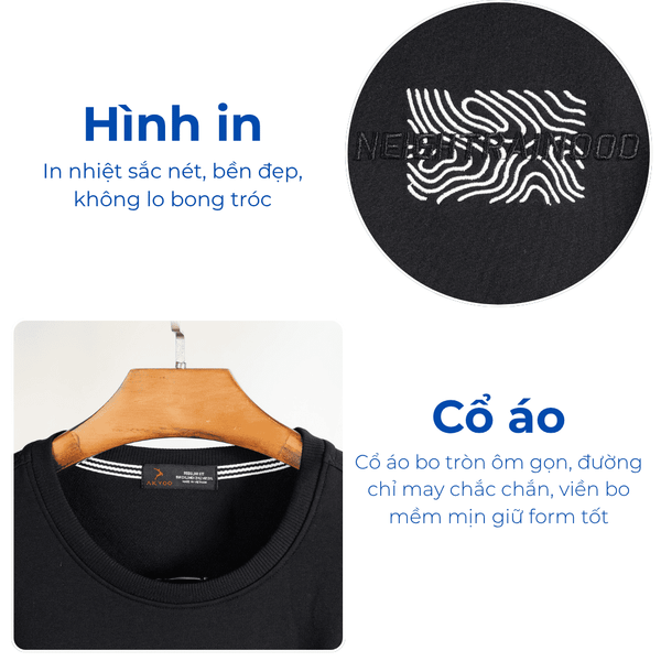 Mô tả chi tiết áo nỉ đen thêu big size nam