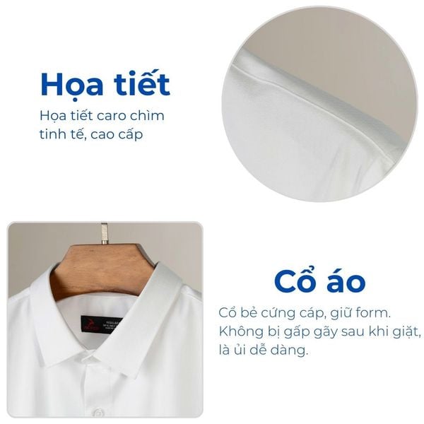 Áo sơ mi trắng dài tay họa tiết chìm big size nam Akyoo