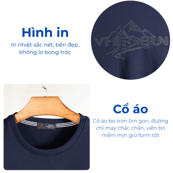 Mô tả chi tiết áo nỉ xanh đen big size nam akyoo