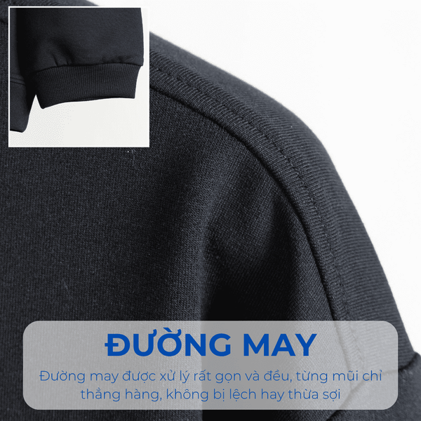 Mô tả chi tiết áo nỉ đen thêu big size nam