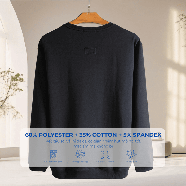 Mô tả chi tiết áo nỉ đen thêu big size nam