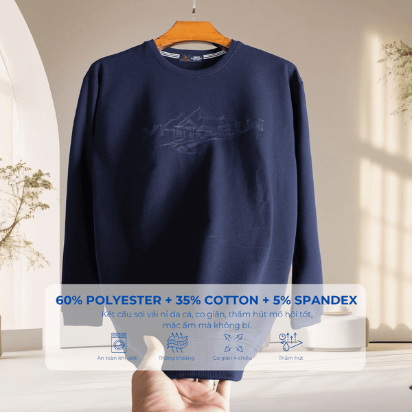 Mô tả chi tiết áo nỉ xanh đen big size nam akyoo