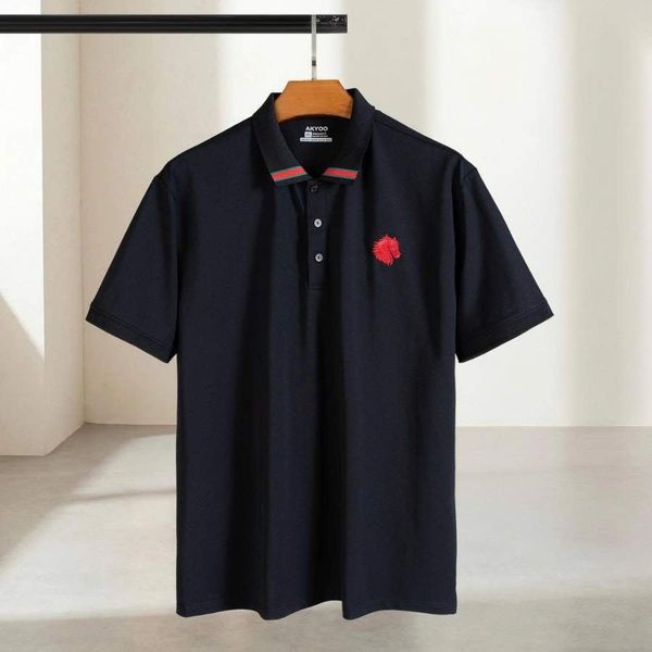 Chi tiết áo polo đen d1 big size nam AKYOO, thời trang cho người ngoại cỡ từ 80-140kg
