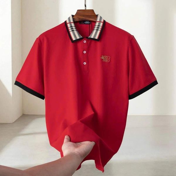 Chi tiết áo polo đỏ viền big size nam AKYOO, thời trang cho người ngoại cỡ từ 80-140kg