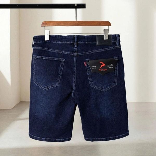 Chi tiết quần short jean xanh mài big size nam AKYOO, thời trang cho người ngoại cỡ từ 80-140kg
