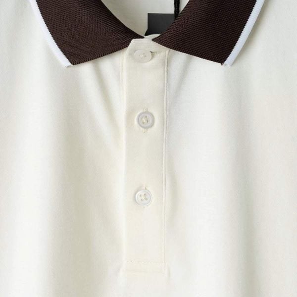 Chi tiết áo polo trắng cổ nâu big size nam AKYOO