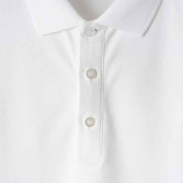 Chi tiết áo polo trắng trơn big size nam Akyoo