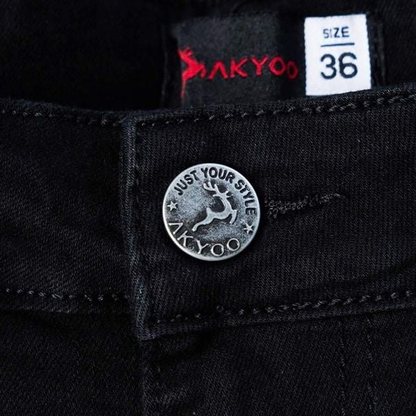 Chi tiết quần short jean đen trơn big size nam AKYOO, thời trang cho người ngoại cỡ từ 80-140kg