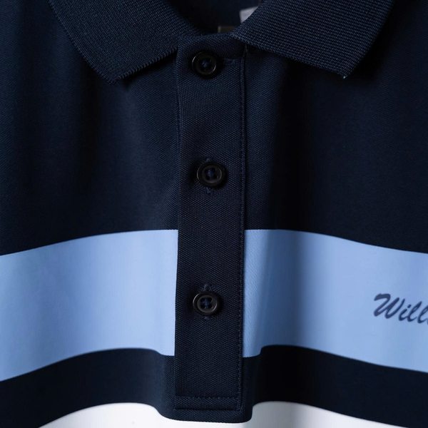 Chi tiết áo polo đen xanh big size nam AKYOO