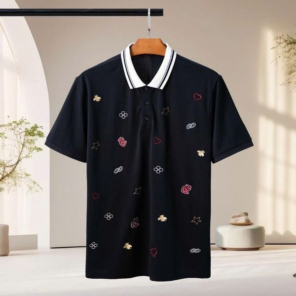 Chi tiết áo polo logo big size nam AKYOO