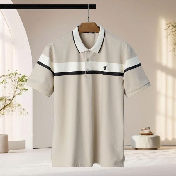 Chi tiết áo polo phối ghi big size nam AKYOO