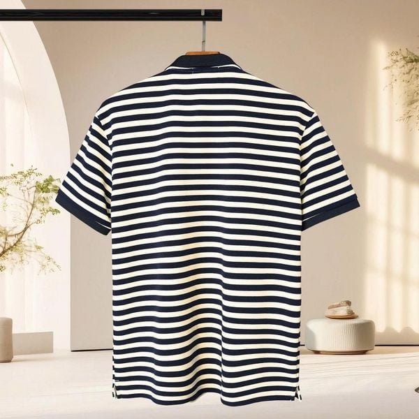 Chi tiết áo polo sọc big size nam AKYOO