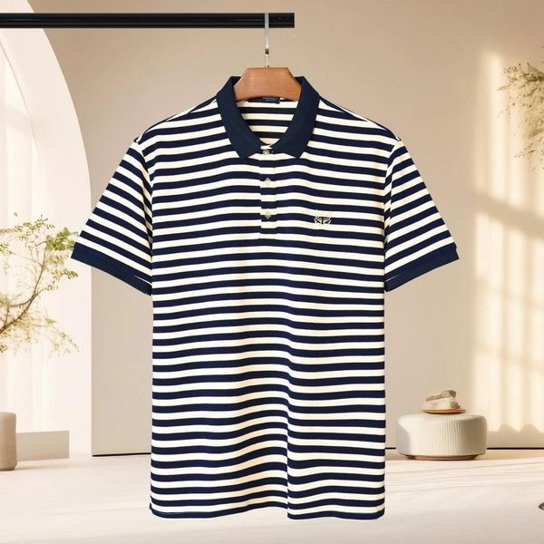 Chi tiết áo polo sọc big size nam AKYOO