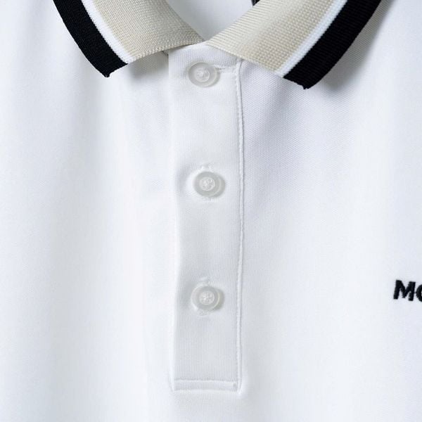 Chi tiết áo polo trắng cổ viền big size nam AKYOO